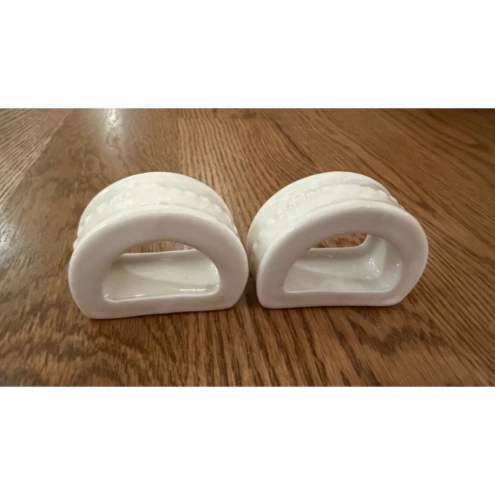 Totally Today Ceramic Napkin Rings White set of 2